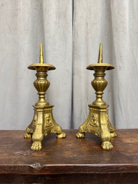 Antieke 19e eeuw vergulden bronzen kandelaars